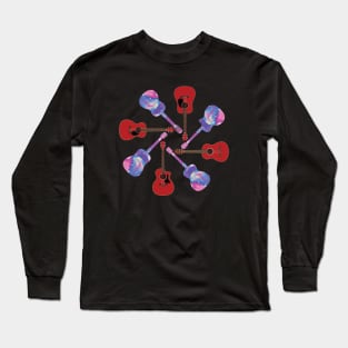 Circular Pattern of Red Acoustic Guitars Long Sleeve T-Shirt